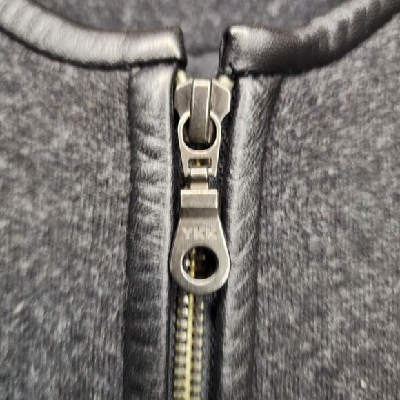 Eileen Fisher Jacket Black Leather Wool Womens Medium Silk Lined Full Zip - Picture 5 of 16